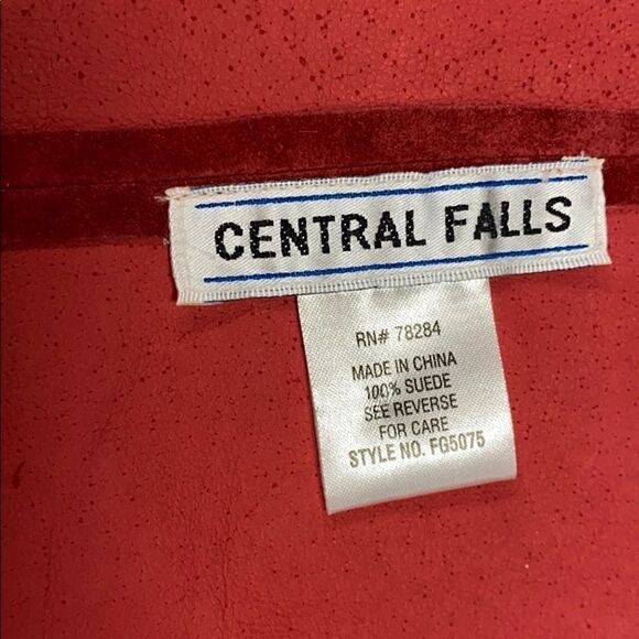 Central Falls Red Suede Fringed Cape Shawl - Picture 13 of 14